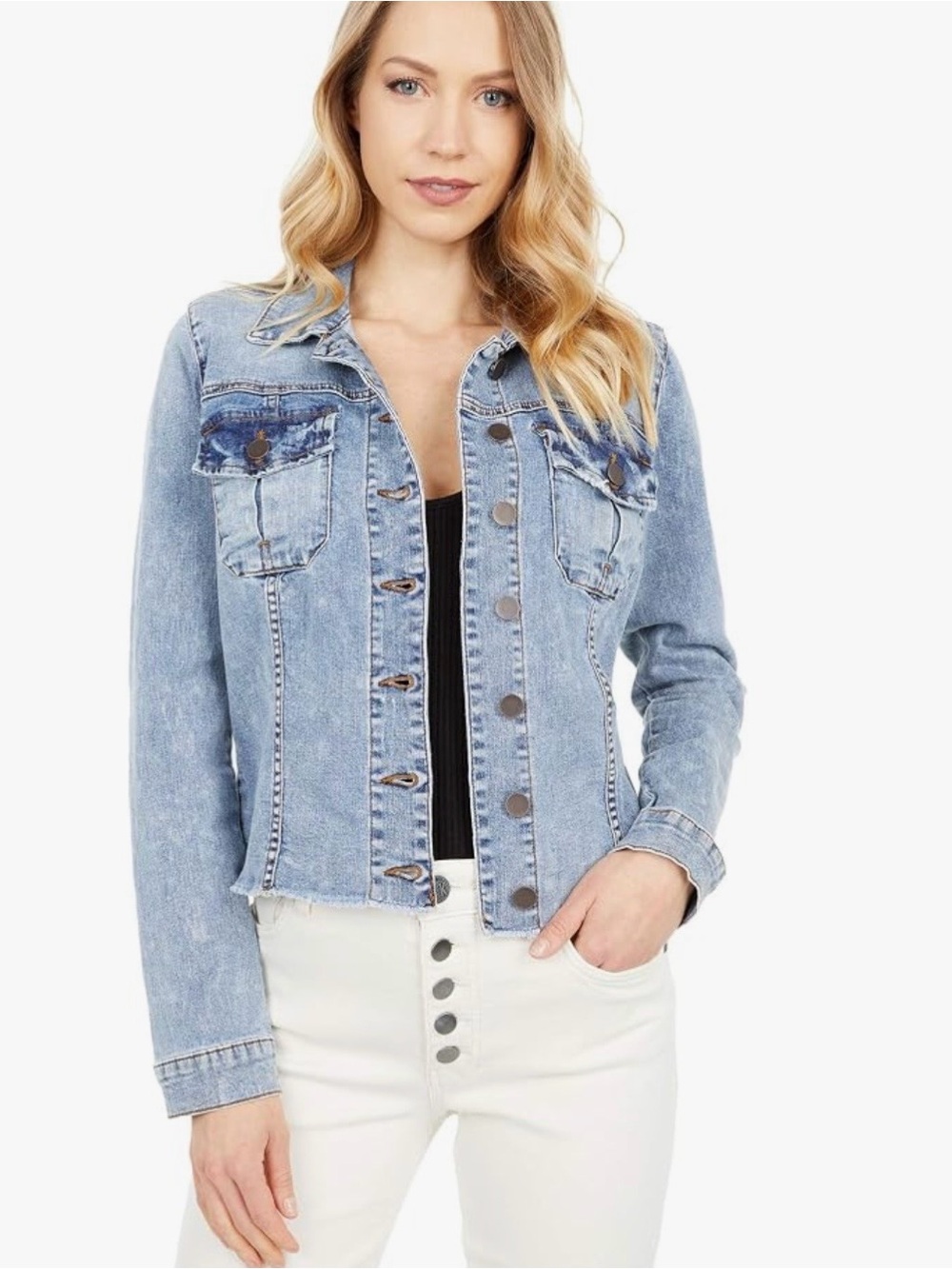 Kut from the Kloth classic Kara Blue Denim Jacket - Women's Casual Trucker